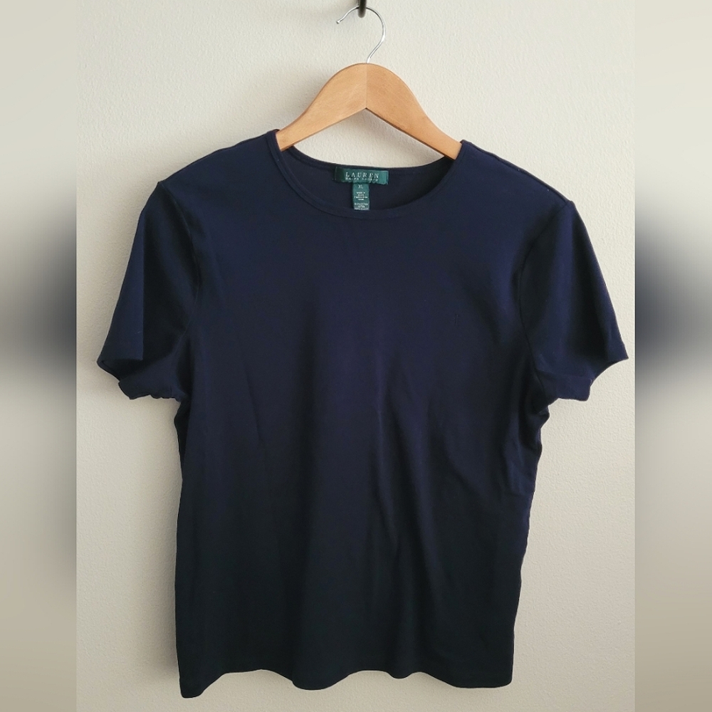 Ralph Lauren Classic Cotton Crewneck Tshirt, Women's XL, Navy Blue